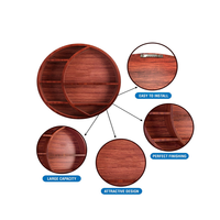 Forme ronde Design Double-Tier Crescent Étagère de lune en bois Affichage mural pour salle de bain Salon Armoire pour sacs à épices