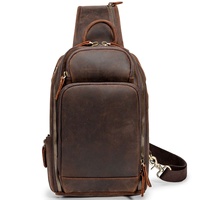 Erkek gerçek deri göğüs çanta Sling Crossbody paketi bir USB portu ile Retro yeni göğüs çantası