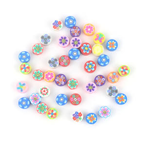 200 pièces bricolage entretoise polymère argile fleur forme perles, vinyle souple Heishi disque polymère <span class=keywords><strong>Fimo</strong></span> perles pour la fabrication de bijoux - Product Image 4