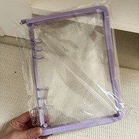 Couverture de carnet A5 en PVC à feuilles mobiles, série Macaron Pailleté, avec fermeture éclair et bord transparent, pour journal d'appréciation des fans