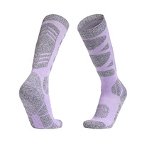 Chaussettes de ski colorées pour adultes, chaussettes de sport de plein air, chaussettes de randonnée chaudes d'épaisseur standard, chaussettes de compression en laine mérinos pour femmes, hauteur genou