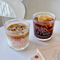 Tasse à café en verre de grande capacité, extraction à froid créative Ins tasse à lait en verre de lettre française