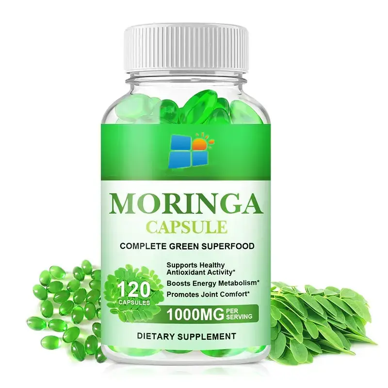 OEM/ODM/OBM Vegan Moringa kapsül ağırlık yönetimi bağışıklık güçlendirici Moringa yaprakları özü kapsül sindirim destekler