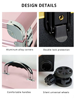 Chariot cosmétique beauté valises maquillage sac de voyage étui noir femmes extérieur roulettes fixes Profession aluminium bagages aluminium