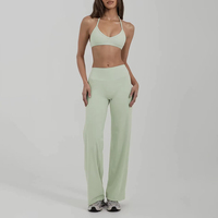 Ensemble de sport 2 pièces pour femme : Soutien-gorge de sport sexy dos nu et pantalon de yoga ample à jambes larges – Fabricant d'ensembles de fitness et d'entraînement personnalisés