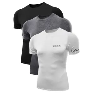 High Quality Blank Jersey Polyester T shirt Compression T-shirt Sports Base layer Athletic Workout Plain T-shirt Bulk