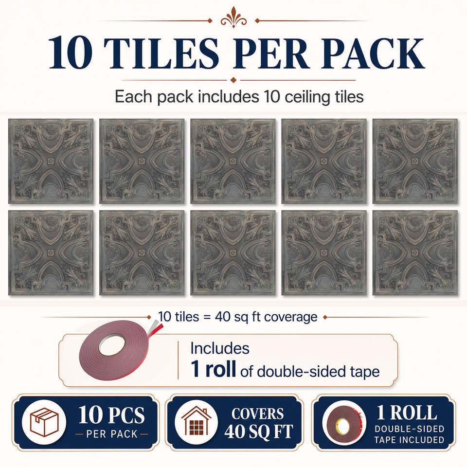 PAINTSDECOR Decorative PVC Ceiling Tiles 2x2 ft Faux Tin Embossed ...