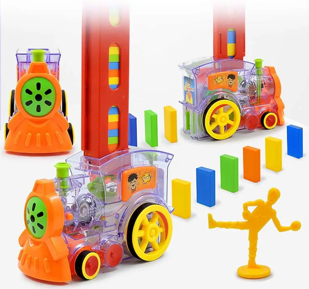 도미노 기차 블록 세트 빌딩 및 스태킹 장난감 블록 도미노 세트 크리 에이 티브 선물