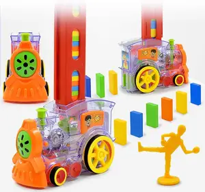 Domino Train Blocks Set Building and Stacking Toy Blocks Domino Set Creative Gifts for Kids