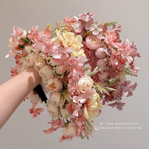 2024 nuovo stile cinese sposa cerchietto accessori per capelli alta fiori artificiali elegante foto di temperamento fascia da viaggio