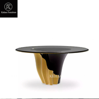 Table à manger ronde et chaises de salle à manger légère et minimaliste de luxe en cuivre et acier inoxydable avec cadre en or pour restaurant et maison