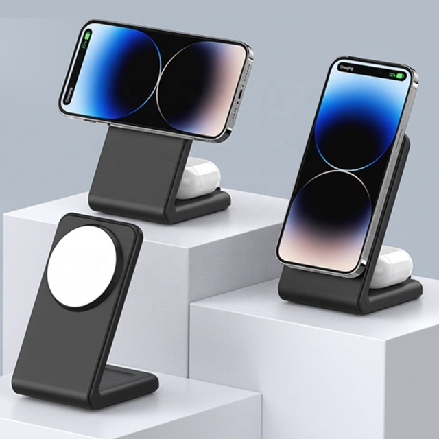 Wholesale 15W Desktop Wireless Magnetic Charger 2 in 1 Fast Charging Stand Dock for iphone with airpods