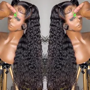 Peruca de cabelo brasileiro, 13x6 hd, transparente, frontal, para mulheres negras, ondas profundas 13*4 hd, peruca frontal suíça