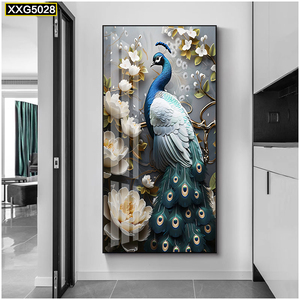 Pavone di lusso arte Hotel pittura moderna <span class=keywords><strong>soggiorno</strong></span> ingresso pittura di cristallo <span class=keywords><strong>arredamento</strong></span> per la casa arte della parete pittura decorativa - Product Image 5