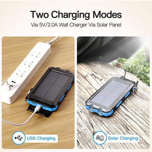 Banco de Energía Solar de 20000mAh con Entrada Dual USB y Tipo-C, Diseño Impermeable, Puede Cargar 2 Dispositivos Simultáneamente, Fuente de Alimentación para Exteriores - Product Image 4