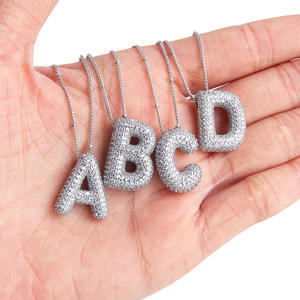 <span class=keywords><strong>Amazon</strong></span> Vendeur Colliers épais avec pendentif alphabet et bulles Nom initial Gros collier avec ballon et lettre en zircon cubique en or 14 carats - Product Image 6