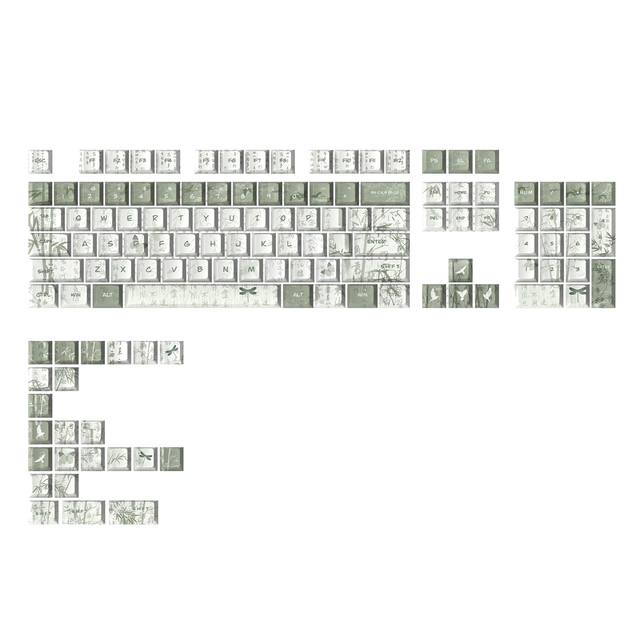 Elegant Bamboo Keycap Cherry Profile PBT Dye Sublimation Custom Keycap Compatible MX Switch Mechanical Gaming Keyboards
