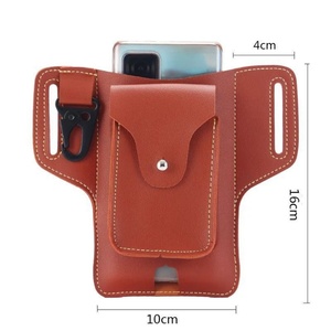 Leather Fanny Pack with <b>Elastic</b> <b>Belt</b> Genuine Leather Waist Bag for Phone Multi-Function Waist Pouch - Product Image 3