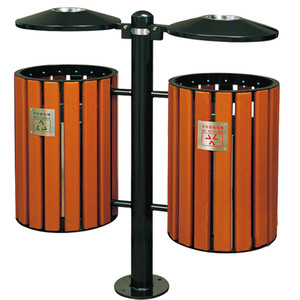 Hot thiết kế kim loại gỗ ngoài trời Thùng rác <span class=keywords><strong>bin</strong></span> Thùng rác có thể cho công viên đường phố tái chế chất thải Thùng 2 khoang ngoài trời bụi <span class=keywords><strong>bin</strong></span> - Product Image 2