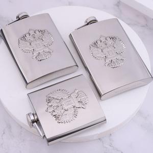 Buena calidad espejo plata Metal licor Flagon Acero inoxidable whisky dos cabezas águila Petaca <span class=keywords><strong>Alcohol</strong></span> 6oz 8oz 9oz - Product Image 5