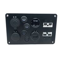 Panel de Interruptores Basculantes de 3 Vías de 12V CC con Conector de Alimentación de 50 Amperios para Caravana, Autocaravana, Barco, Camión