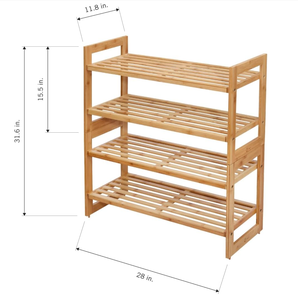 Organizador de Zapatos de Bambú Natural Moderno para Dormitorio, Armario o Entrada, Paquete de 2 con 4 Niveles - Product Image 2