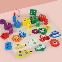 Apprentissage précoce 4 en 1 forme tableau assorti enfants Puzzles éducatifs jeu Montessori colonne géométrie forme cognitive jouets en bois