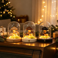 Lampes de table décoratives rechargeables à commande tactile en forme de champignon, lampe de chevet en verre LED en forme de champignon en bois pour chambre à coucher