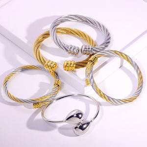 <span class=keywords><strong>Bracelet</strong></span> jonc torsadé minimaliste <span class=keywords><strong>en</strong></span> fil d'or et d'argent, <span class=keywords><strong>en</strong></span> acier inoxydable anti-ternissement, triple X, unisexe - Product Image 5