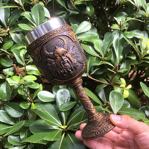 Vintage kupalar boynuz kupa WJA53 Viking içme Taza Viking creed çelik ve reçine 3d ordu bira kupası kadeh Viking Chalice - Product Image 6