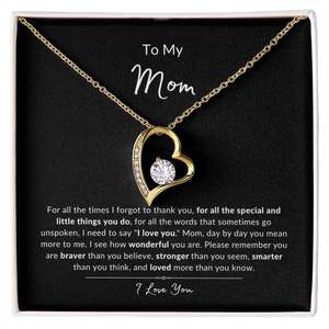 Para mi mamá, collar con colgante de corazón de cobre clásico UIONEN con tarjeta de texto personalizada, regalo del día de la madre de parte de hija/hijo - Product Image 4