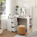 Bureau de courtoisie avec lumières, vanité de maquillage avec multiprise, ensemble de coiffeuse avec 3 grands tiroirs