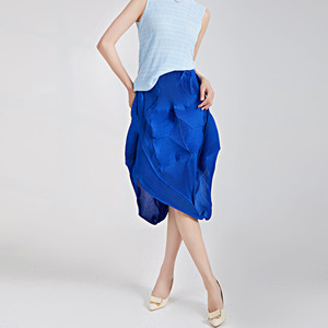 Rok Midi Miyake gaya Jepang, Rok Midi panjang sedang tidak beraturan unik dan serbaguna musim panas - Product Image 2