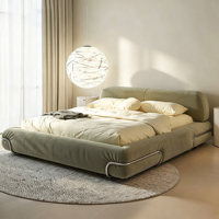 Neuestes Designer-Wolkenbett Modernes Gepolstertes Stoffbett-Set Schlafzimmermöbel Beliebter Cremefarbener Stil Hochwertiges Weiches Kingsize-Bettgestell