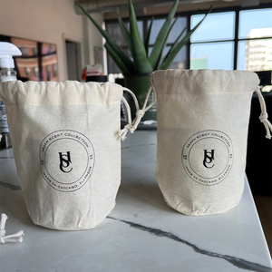 Custom Logo Printed Round Bottom Canvas Dust <b>Bag</b> for Candle Gift Skincare Products Storage Natural Cotton <b>Drawstring</b> Pouch - Product Image 2