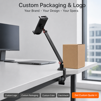 Support de téléphone et tablette en métal flexible réglable à 360 degrés, bras articulé long, pince de bureau pour bureau et studio, vente en gros