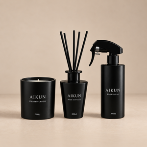 Aikun Custom Brand Premium Black <b>Reed</b> <b>Diffuser</b> Scented Candle And Room Spray Gift Set <b>For</b> Corporate Holiday Gifting Programs - Product Image 2