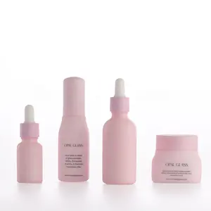 Pump Bottle 50g/40ml/100ml/120ml Opal White Glass Cosmetic Packaging Lotion Bottle Set