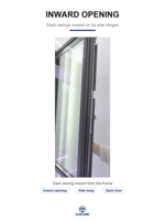 Fenêtre à battant moderne en alliage d'aluminium, mince, inclinable et pivotante, avec verre trempé Low-E en acier inoxydable, certifiée Energy Star pour