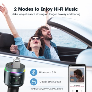 Agetunr bh442 tự động quét tần số FM Transmitter 18W QC3.0 sạc nhanh 9 chế độ ánh sáng kích hoạt điện thoại điều khiển bằng giọng nói xe Mp3 Máy nghe nhạc - Product Image 5