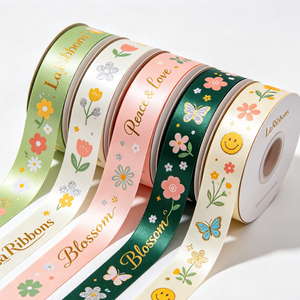 Cinta de Grosgrain de Poliéster/Algodón de 1-1/2 Pulgadas con Estampado Geométrico en Lámina Dorada, de una Sola Cara, Resistente al Encogimiento, con Certificación OEKO-TEX - Product Image 5