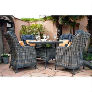 Miami Lawn Classics Juego de comedor redondo de ratán para 4 personas Marrón Moderno Balcón Muebles Ocio <span class=keywords><strong>Terraza</strong></span> Patio Silla exterior para cafetería - Product Image 4