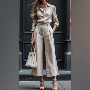 Women's Casual Chic Cardigan Long-Sleeve Top & Loose <b>Pants</b> 2-Piece Set Fashion - Product Image 1