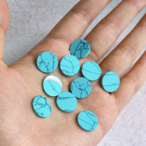 300 Stuks Synthetische <span class=keywords><strong>Turquoise</strong></span> Stenen Kralen 6Mm-<span class=keywords><strong>12Mm</strong></span> Ronde Platte Snede Blauwgroen Met Zwart Patroon Voor Sieraden Maken - Product Image 2