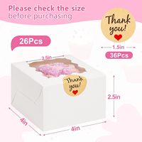 Boîtes à biscuits réutilisables blanches avec fenêtre 4x4x2,5 pouces pour pâtisserie, gâteaux, desserts, beignets, macarons, chocolats, sushis, nouilles