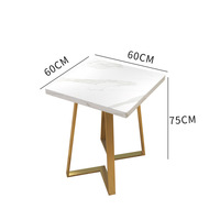 Taille et couleur personnalisées modernes haut de gamme Table de pied en métal doré en pierre frittée mate rectangulaire carrée ronde pour restau de café