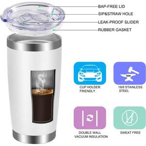 Oem 20oz Stainless Steel Tumbler Vacuum Insulated Double Wall With Lid And Straw Reusable <b>For</b> Travel <b>Hot</b> <b>Drinks</b> - Product Image 6
