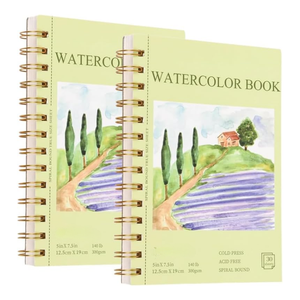 2 paquets de papier pour aquarelle 5x7.5 pouces 30 <span class=keywords><strong>feuilles</strong></span> 140lb 300g Acid Free Spiral Bound Line Perforated Pages for Artists Students - Product Image 1