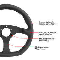 Volante Deportivo de Cuero Perforado de Alta Calidad de 320 mm, 3 Radios, Montaje Universal de 6 Orificios para Autos y Simuladores de Carreras