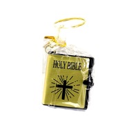 Vente en gros Catholicisme Religieux Porte-clés Bijoux min Croix Anglaise Sainte Bible Mini Livre Porte-clés